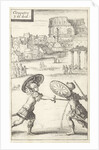 Two men fighting in armor by Gerrit van Goedesberg
