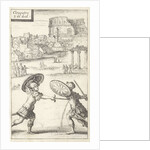 Two men fighting in armor by Gerrit van Goedesberg