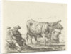 Two cows with two shepherds by Ernst Willem Jan Bagelaar