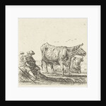 Two cows with two shepherds by Ernst Willem Jan Bagelaar