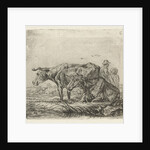 Two cows with a shepherd and a child by Ernst Willem Jan Bagelaar