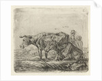 Two cows with a shepherd and a child by Ernst Willem Jan Bagelaar