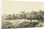 Hill landscape with ruins of church or monastery by Dirk Vis Blokhuyzen