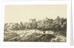 Hill landscape with ruins of church or monastery by Dirk Vis Blokhuyzen