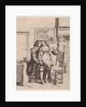 A woman sitting on the lap of a man by William Basse