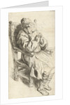 Old man sitting in an armchair by Salomon Koninck