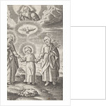 Young Christ between Mary and Joseph, and above them Holy Spirit and God by Peter van Lackveldt