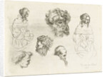 Study Sheet with heads and female bodies by D. van den Bosch
