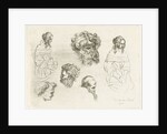 Study Sheet with heads and female bodies by D. van den Bosch