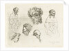 Study Sheet with heads and female bodies by D. van den Bosch