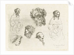 Study Sheet with heads and female bodies by D. van den Bosch