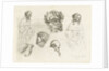 Study Sheet with heads and female bodies by D. van den Bosch
