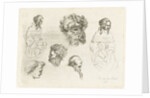Study Sheet with heads and female bodies by D. van den Bosch