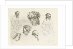 Study Sheet with heads and female bodies by D. van den Bosch