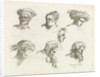 Study Sheet with six heads in two rows above the other by D. van den Bosch