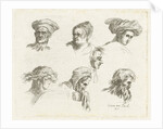 Study Sheet with six heads in two rows above the other by D. van den Bosch