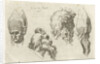 Study Sheet with four heads, two with a mitre by D. van den Bosch