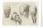 Study Sheet with four heads, two with a mitre by D. van den Bosch