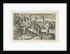 Crowned Crane between two ostriches by Claes Jansz. Visscher II