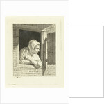 Woman leaning on arms in window opening by Cornelis van Cuylenburgh II