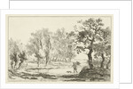 River Landscape with a wood gatherer by Carel Lodewijk Hansen