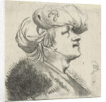 Head of a young man with a pearl turban on his head by Pieter Jansz. Quast