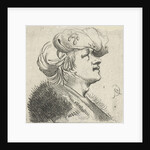 Head of a young man with a pearl turban on his head by Pieter Jansz. Quast