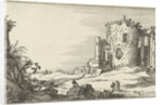 Ruins of a temple surrounded by columns by Claes Jansz. Visscher II
