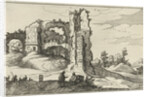 A ruin with a gate, perhaps the Porta Furba in Rome Italy by Willem van Nieulandt II