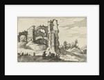 A ruin with a gate, perhaps the Porta Furba in Rome Italy by Willem van Nieulandt II