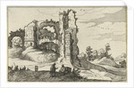 A ruin with a gate, perhaps the Porta Furba in Rome Italy by Willem van Nieulandt II