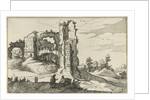 A ruin with a gate, perhaps the Porta Furba in Rome Italy by Willem van Nieulandt II