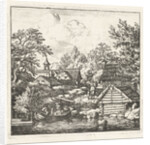 Village with barge by Allaert van Everdingen