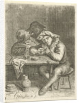 Two smoking at a table by Nicolaes van Haeften