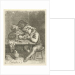 Two smoking at a table by Nicolaes van Haeften