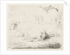 Lying sheep and ram by Pieter Gerardus van Os