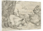 Three cows and two shepherds by Jan van Ossenbeeck