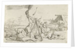 Five soldiers around a campfire by Jan van Ossenbeeck