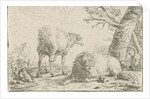 Two sheep and a goat by Barend Graat