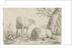 Two sheep and a goat by Barend Graat