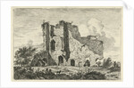 Shepherds with dog near a ruin by Hermanus Fock