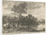 Hunters on horseback riding on a road by Pieter Nolpe