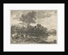 Hunters on horseback riding on a road by Pieter Nolpe
