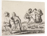 Two pairs of farmers dancing by Pieter Jansz. Quast