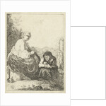 Old woman cuts the toenails of her mistress by Anonymous