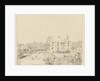 Side view of the castle Cannenburch with houses in the access by baron Reinierus Albertus Ludovicus van Isendoorn a Blois