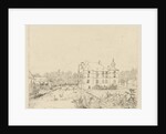 Side view of the castle Cannenburch with houses in the access by baron Reinierus Albertus Ludovicus van Isendoorn a Blois