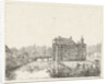 Side view of the castle Cannenburch with houses in the access by baron Reinierus Albertus Ludovicus van Isendoorn à Blois
