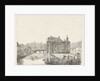 Side view of the castle Cannenburch with houses in the access by baron Reinierus Albertus Ludovicus van Isendoorn à Blois