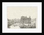 Side view of the castle Cannenburch with houses in the access by baron Reinierus Albertus Ludovicus van Isendoorn à Blois
